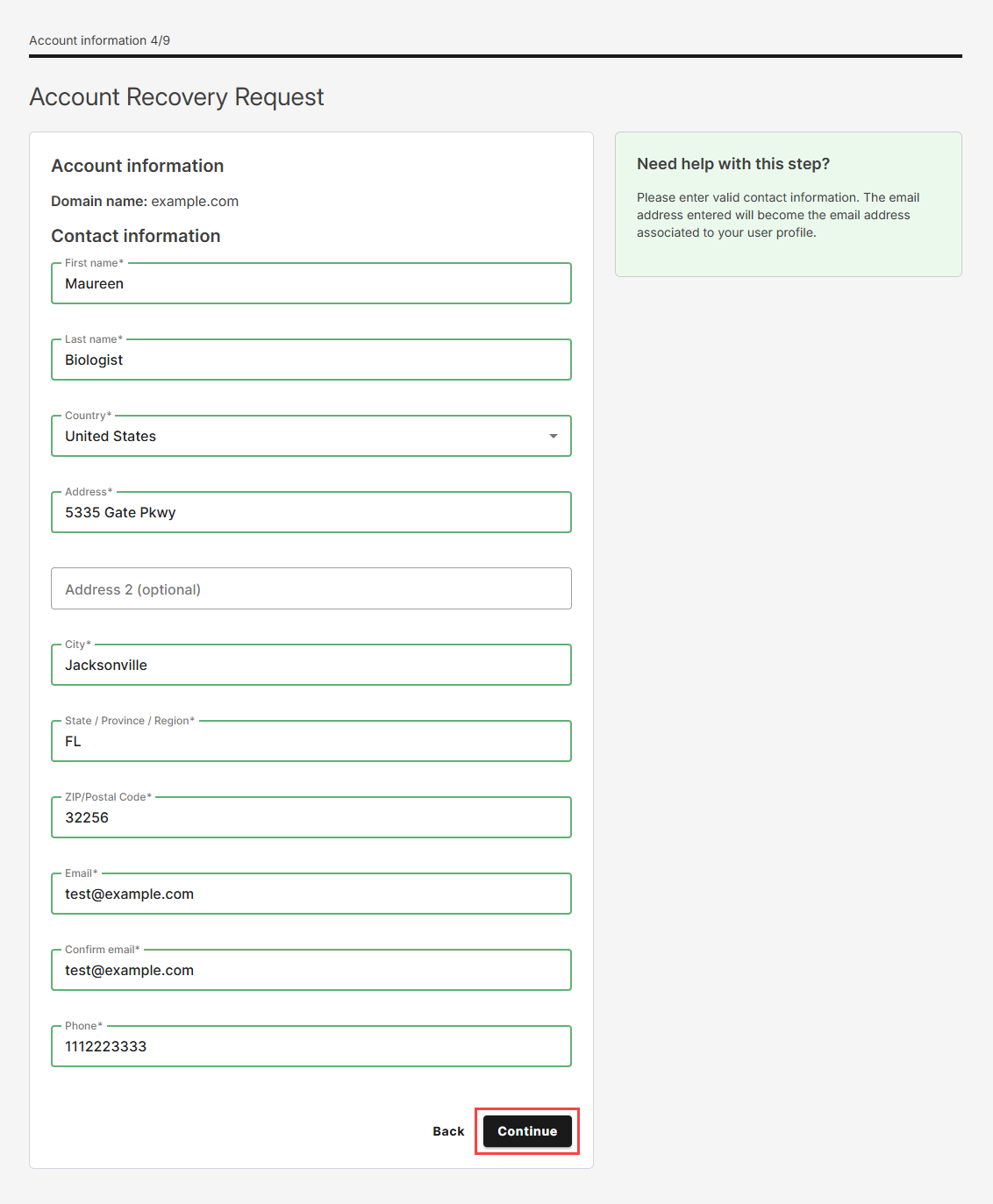 account information