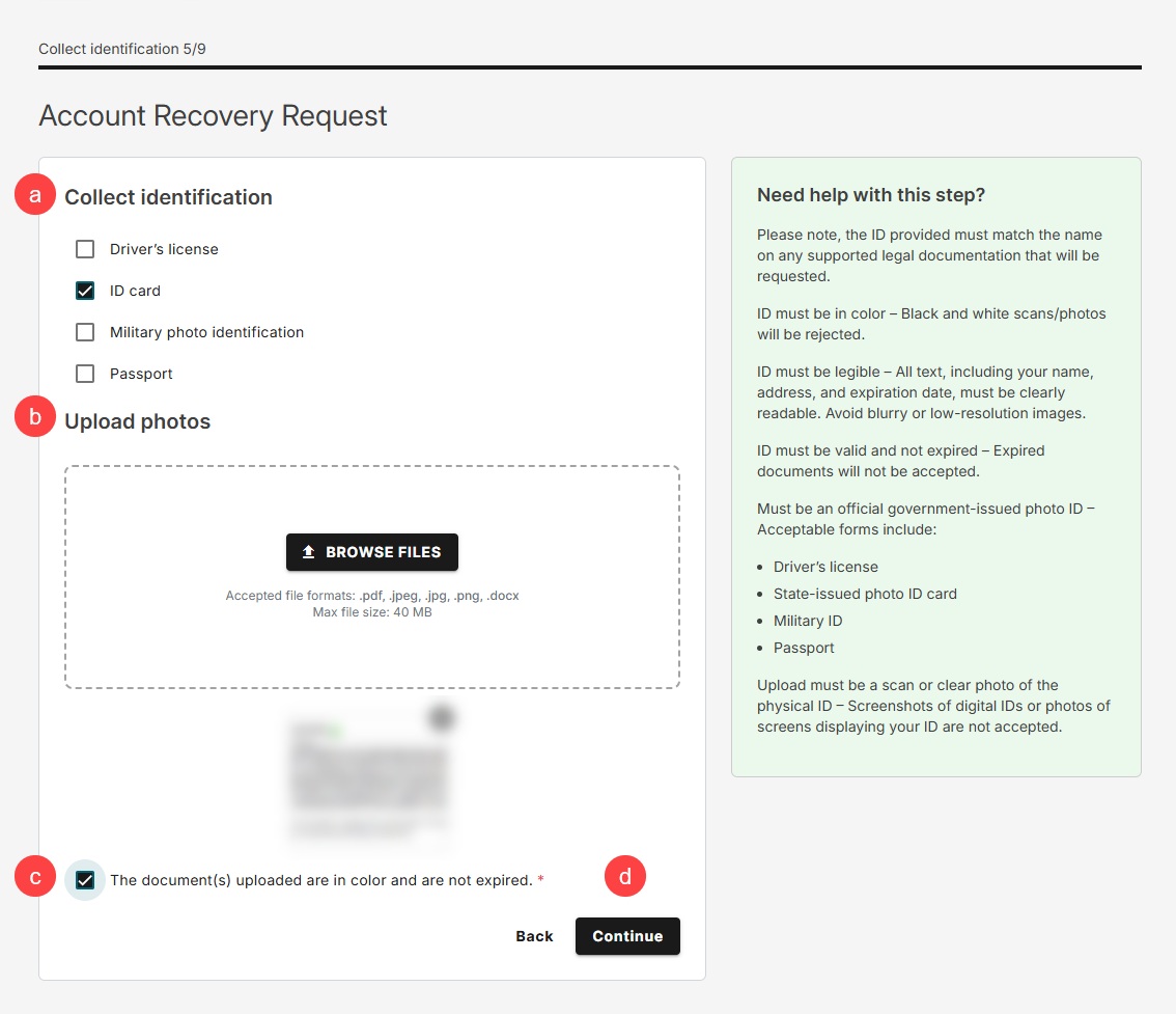 collect identification field