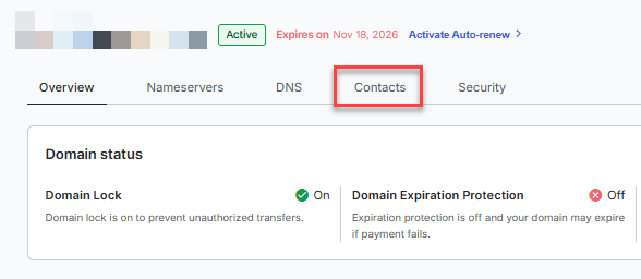 Domain Contacts