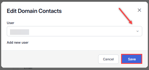 edit domain contacts dropdown