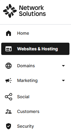 website and hosting menu