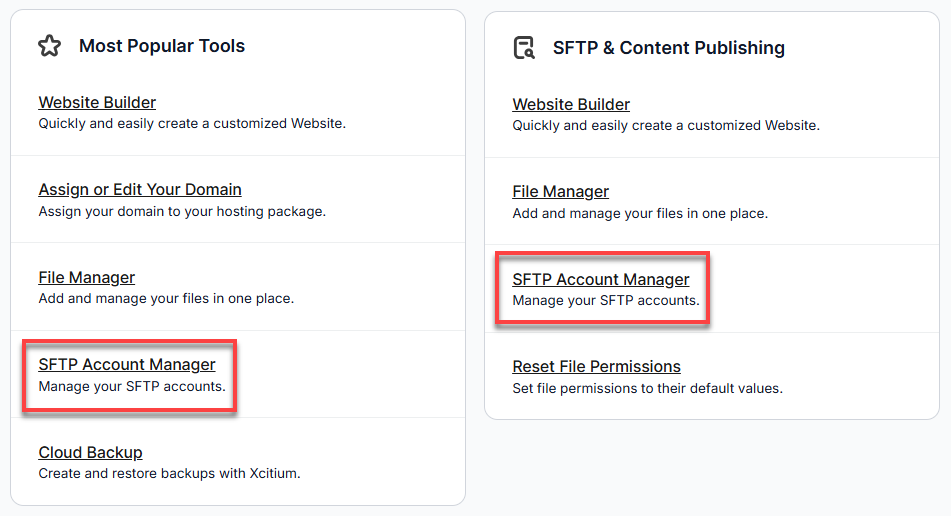 configure SFTP