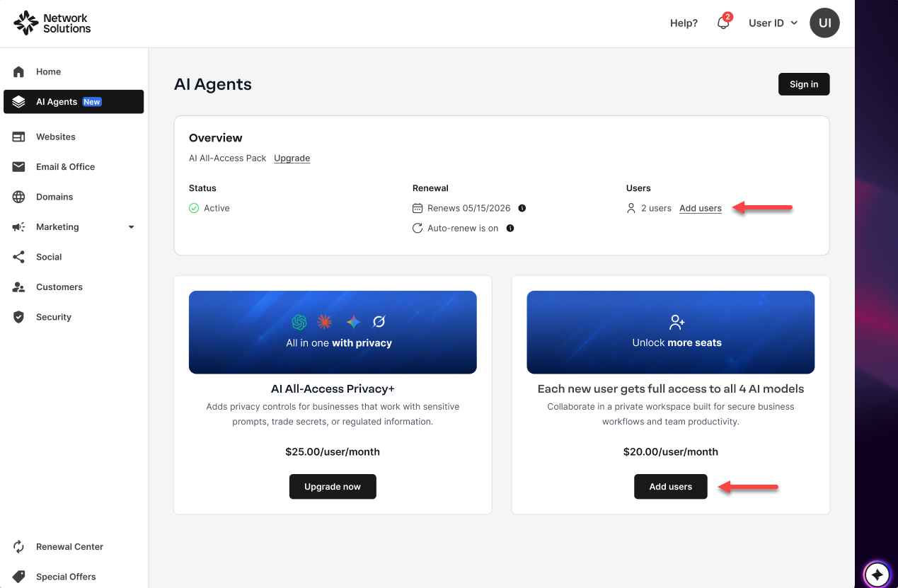 Add Users AI All Access