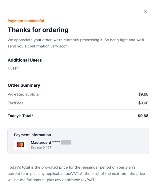 Add Users Payment Confirmation AI All Access
