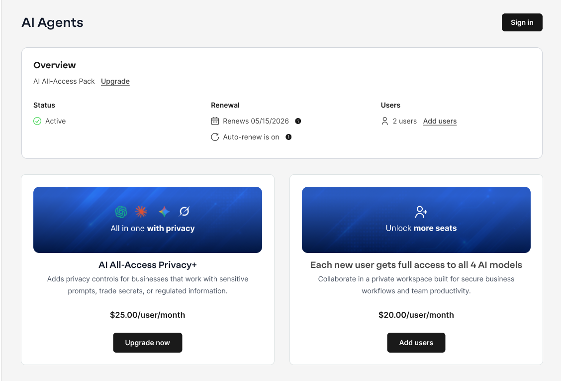 AI Agents Overview page