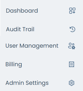 Admin console tabs