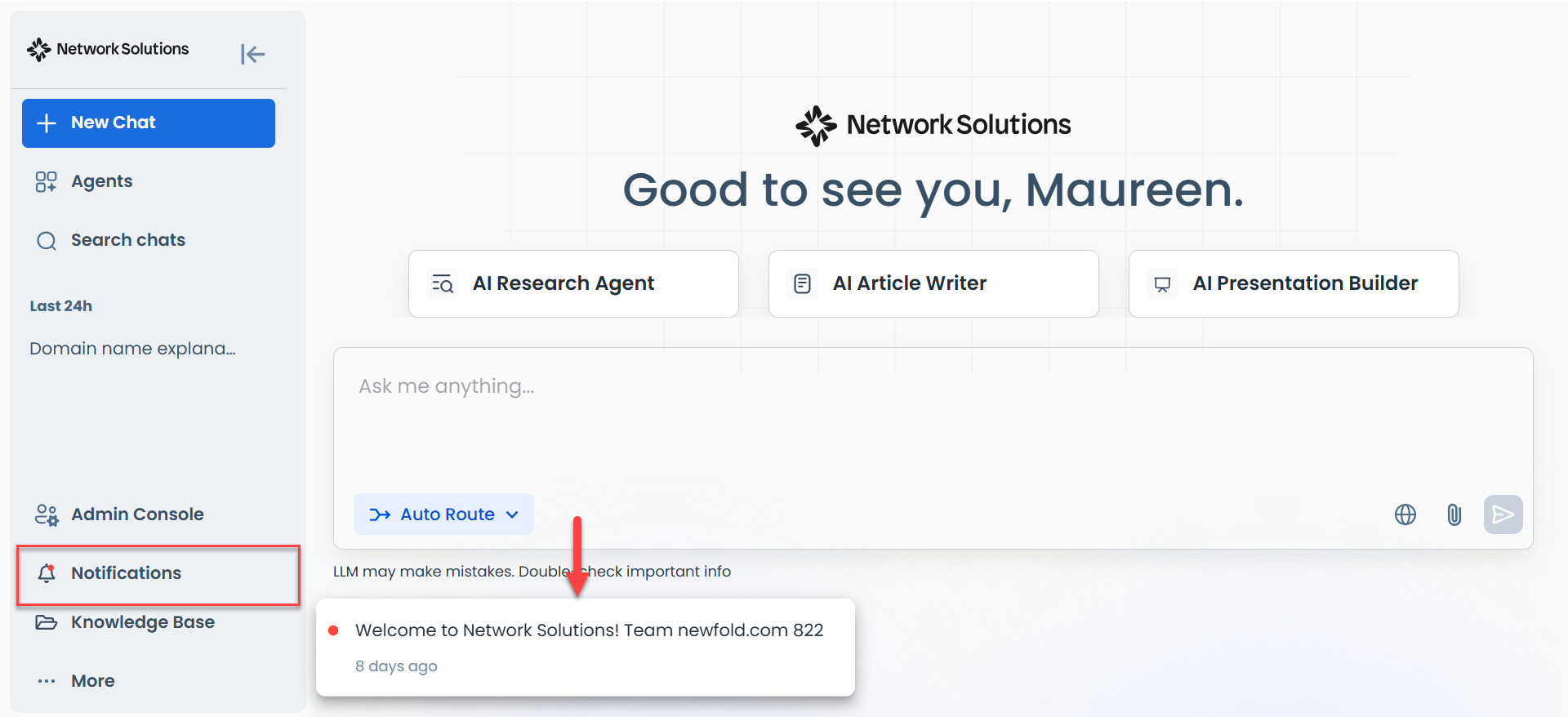 AI All-Access homepage - Notifications
