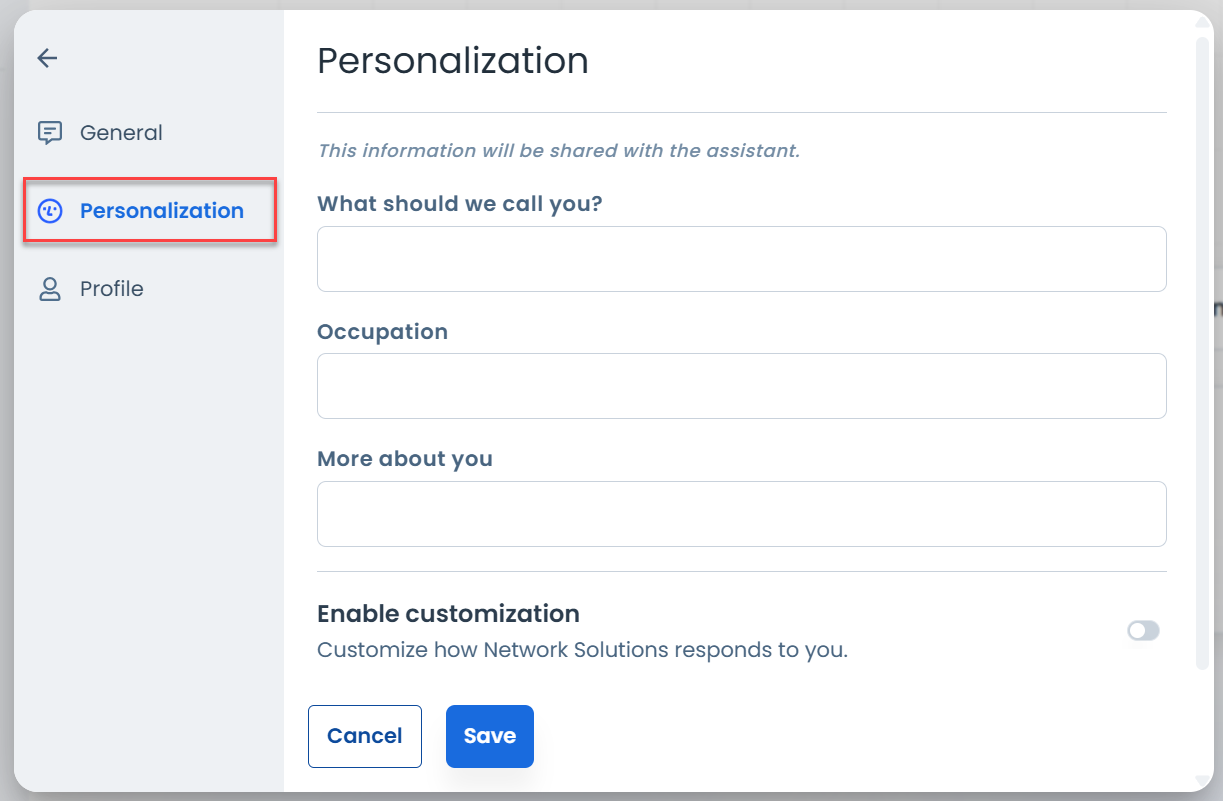 AI All-Access Settings - Personalization