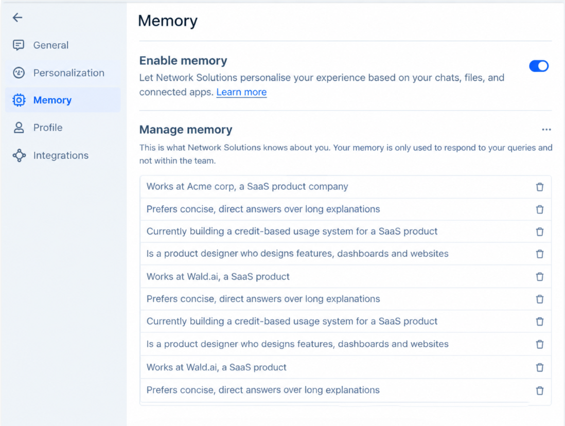 Turn on/off Memory