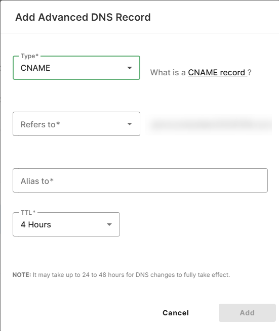 DNS tab