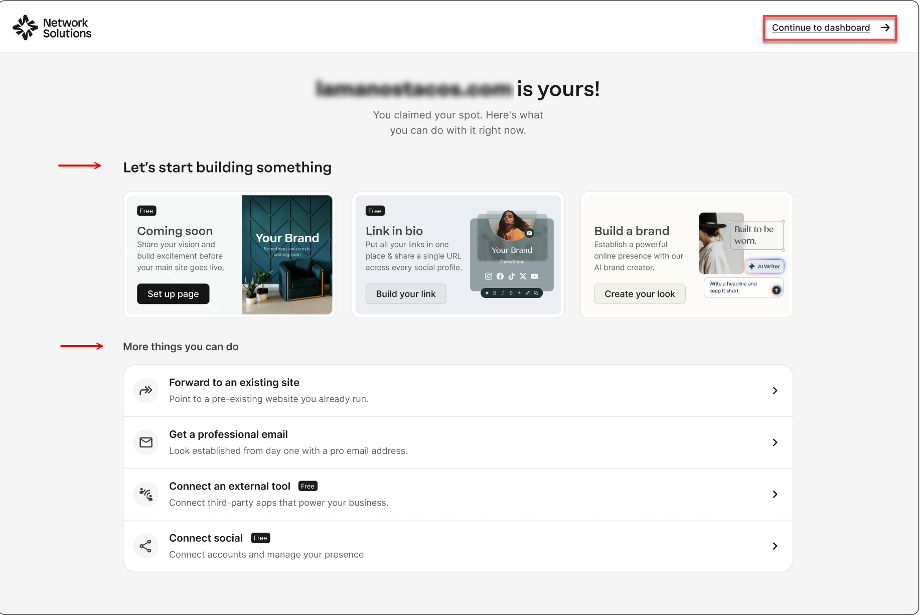 Post purchase domain experience