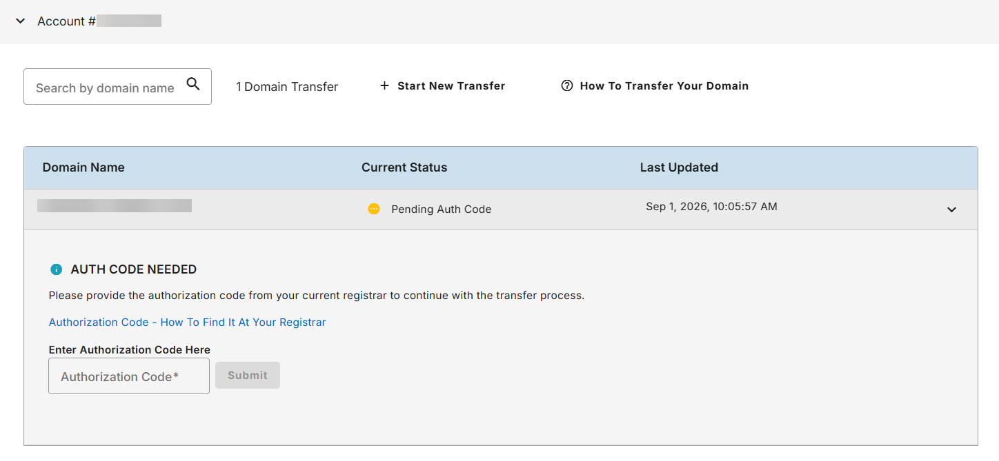 Domain Auth Code