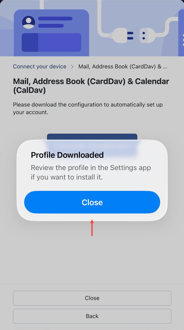 Profile downloaded close