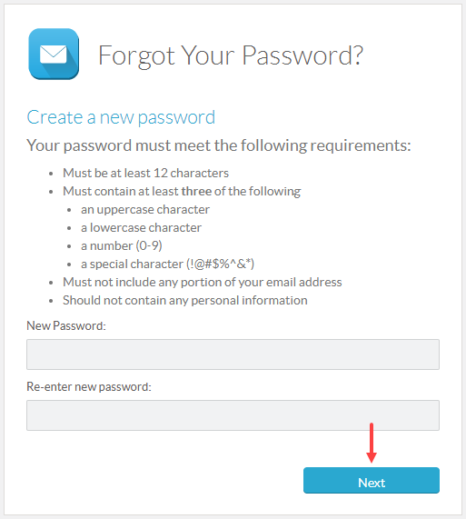 Create new password