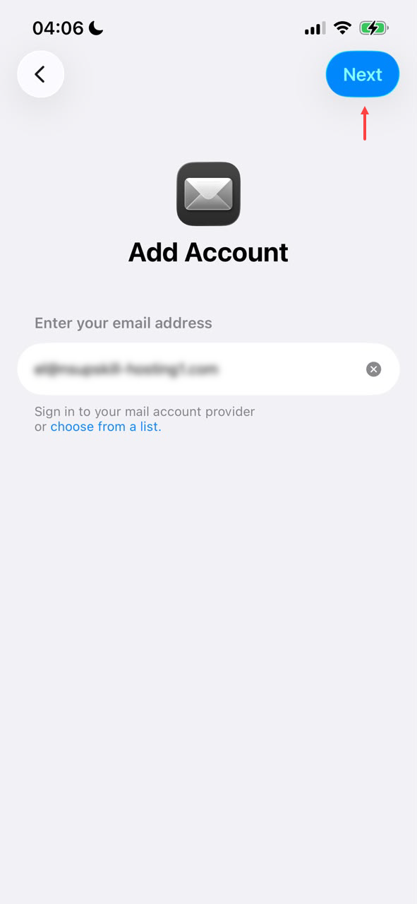 enter email address field