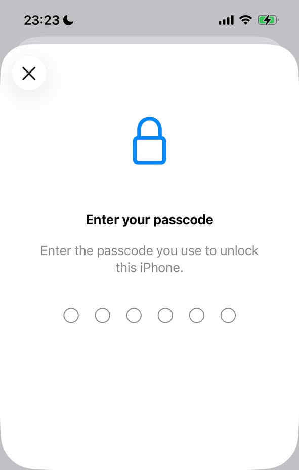 enter passcode