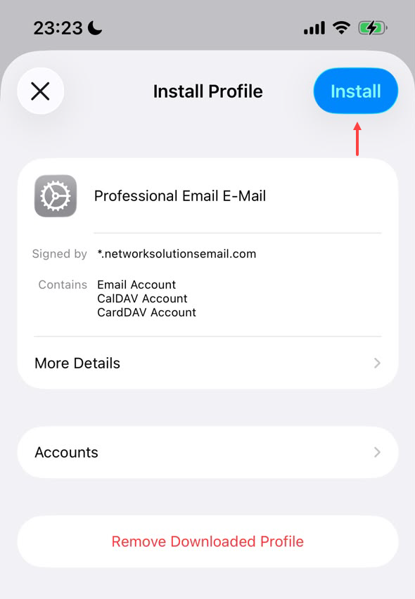 Install button