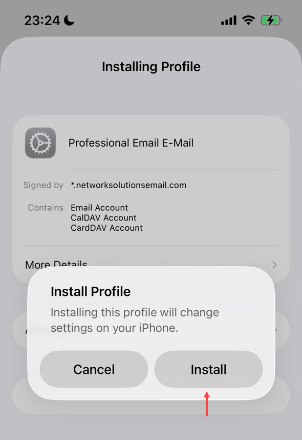 Profile install button