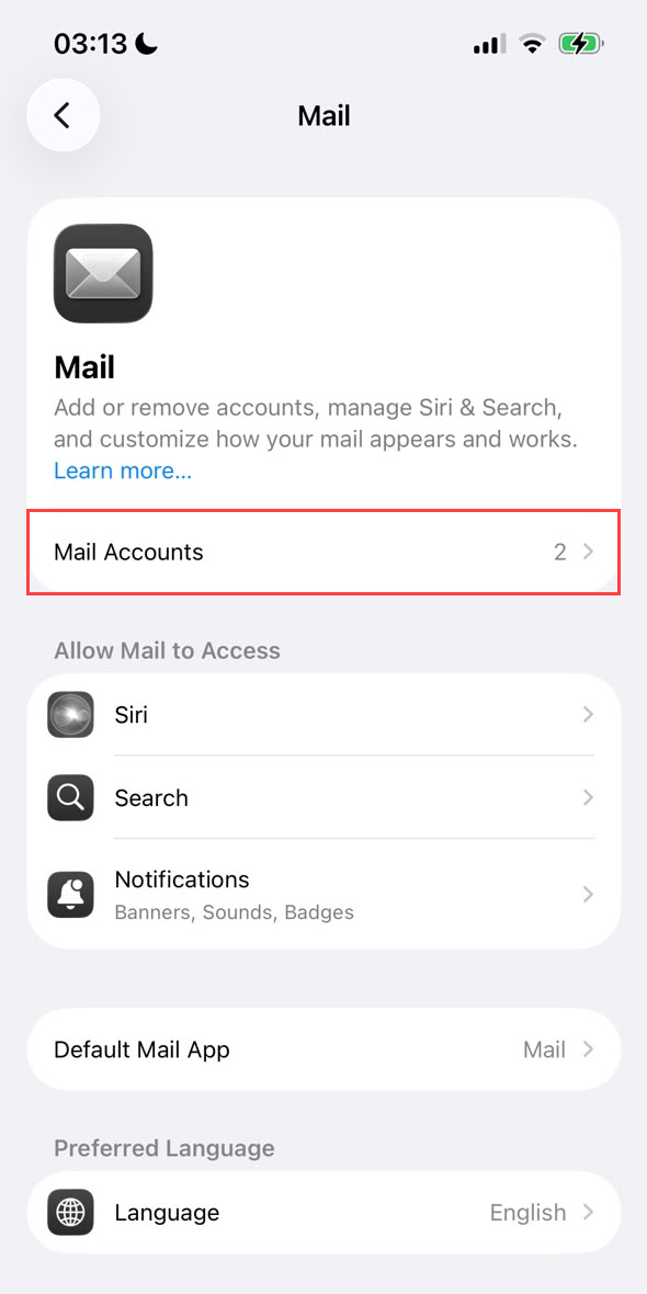 Mail Accounts