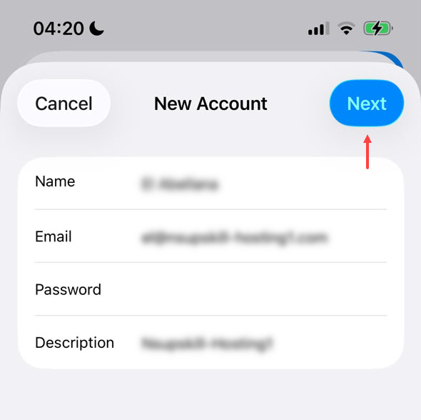 New account field