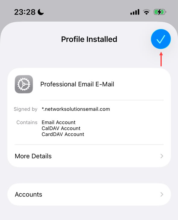 Profile Installed page