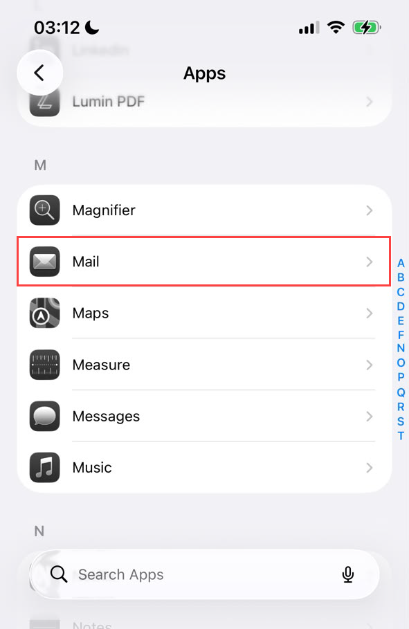 Mail menu