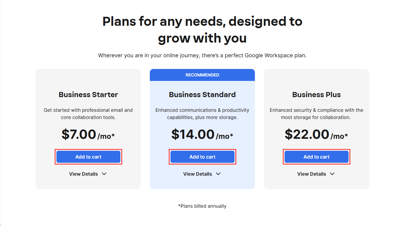 google workspace plan
