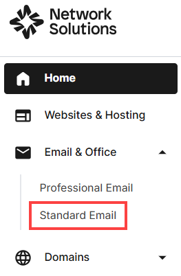 Standard Email Option in the Account Manager Left Navigation Menu