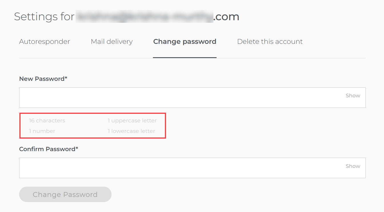 Enter New and Confirm New Password