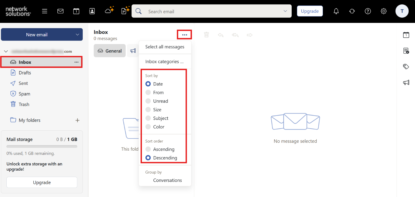 sort mailbox in Cloud Mail