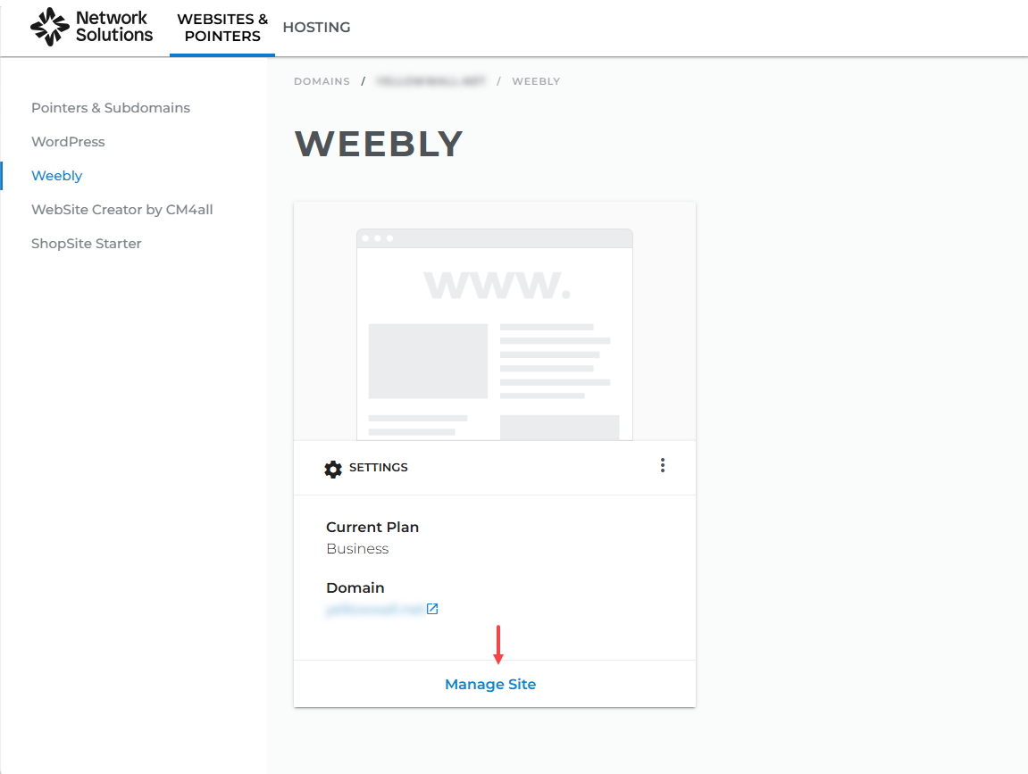 weebly manage site
