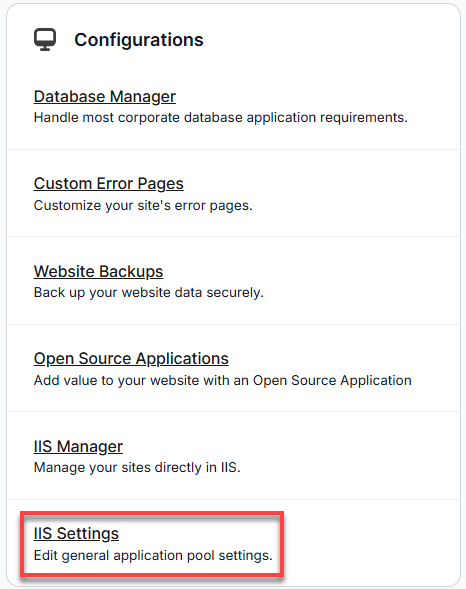 iis settings