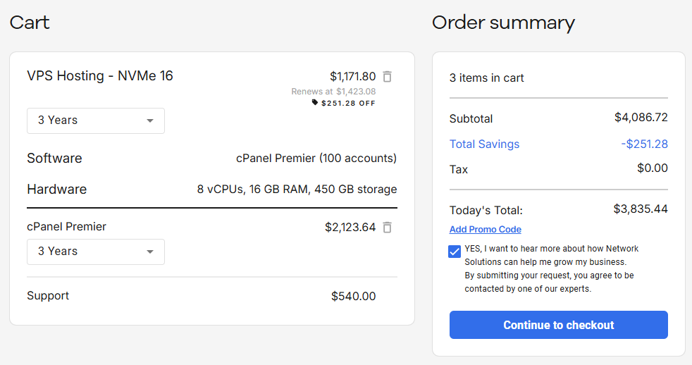 Self-managed VPS Shopping cart