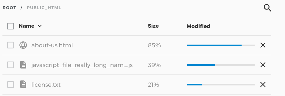 Upload status bars