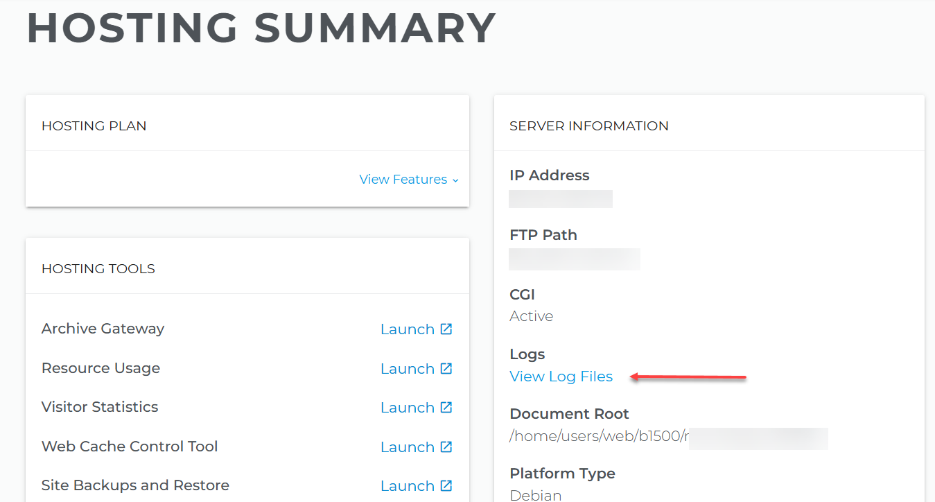 View log files button