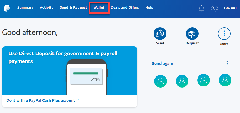 Log in and click on Wallet