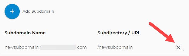 Deleting a subdomain