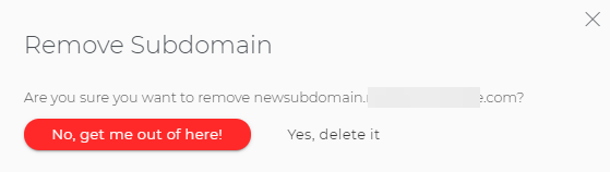 Delete a subdomain