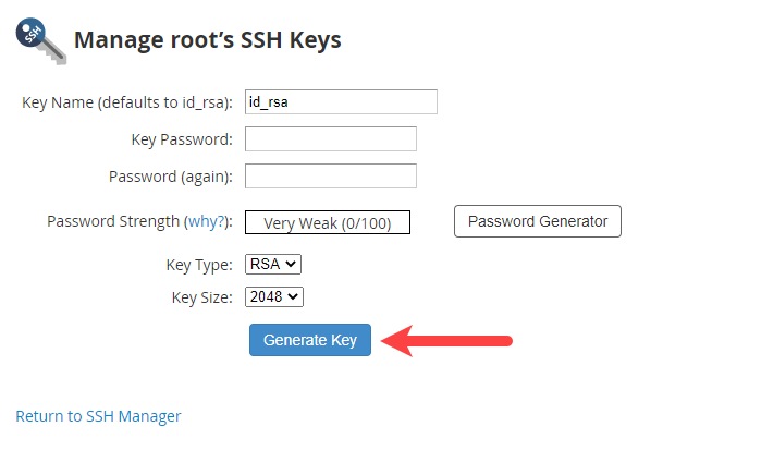 if your choose Generate a New Key
