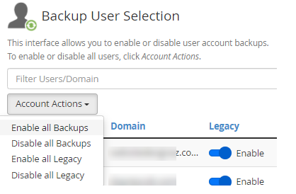 Select Account Actions