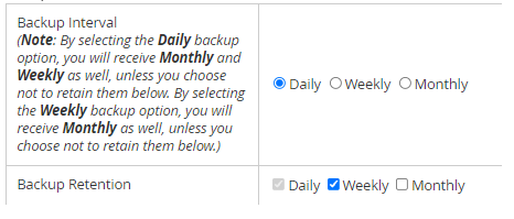 select backup interval