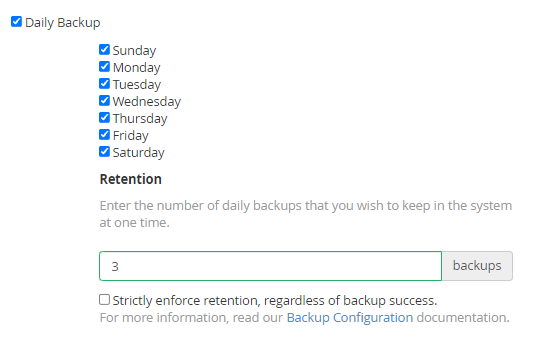 enable backup