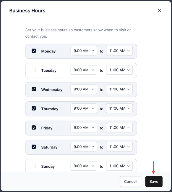 business hours save