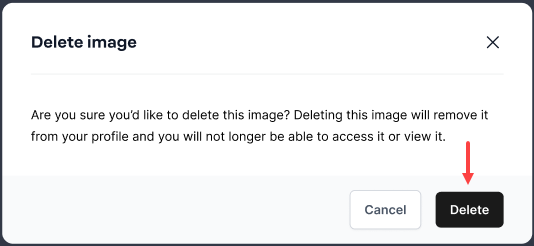 delete image button