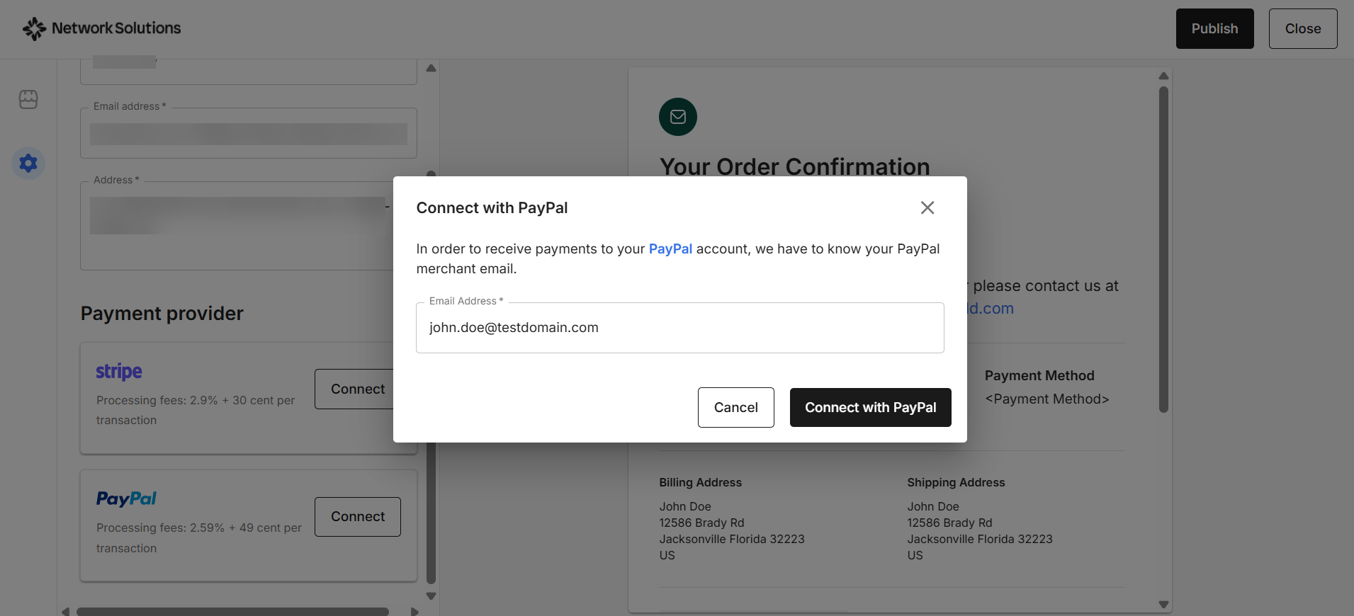 Connect with PayPal button