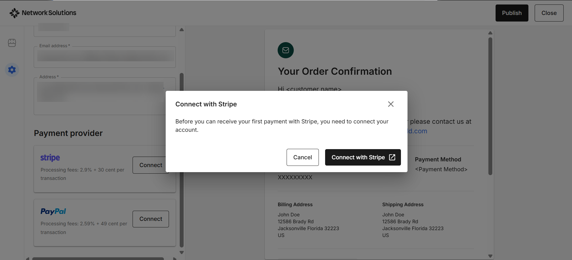 Connect with Stripe button