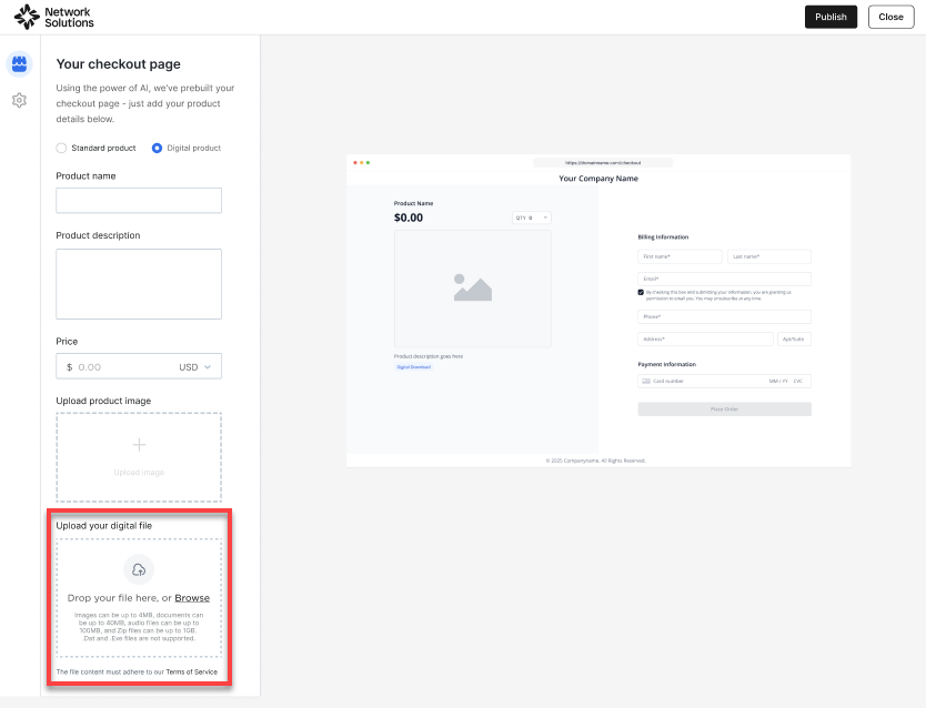 Additional setting for digital products