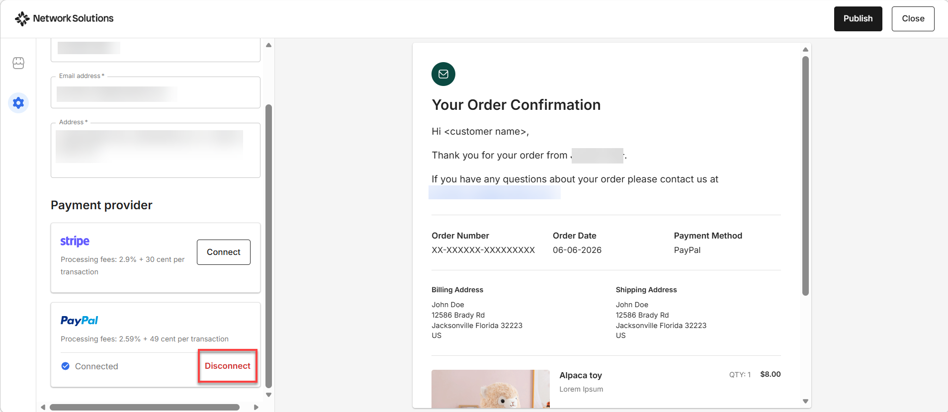 Disconnect PayPal
