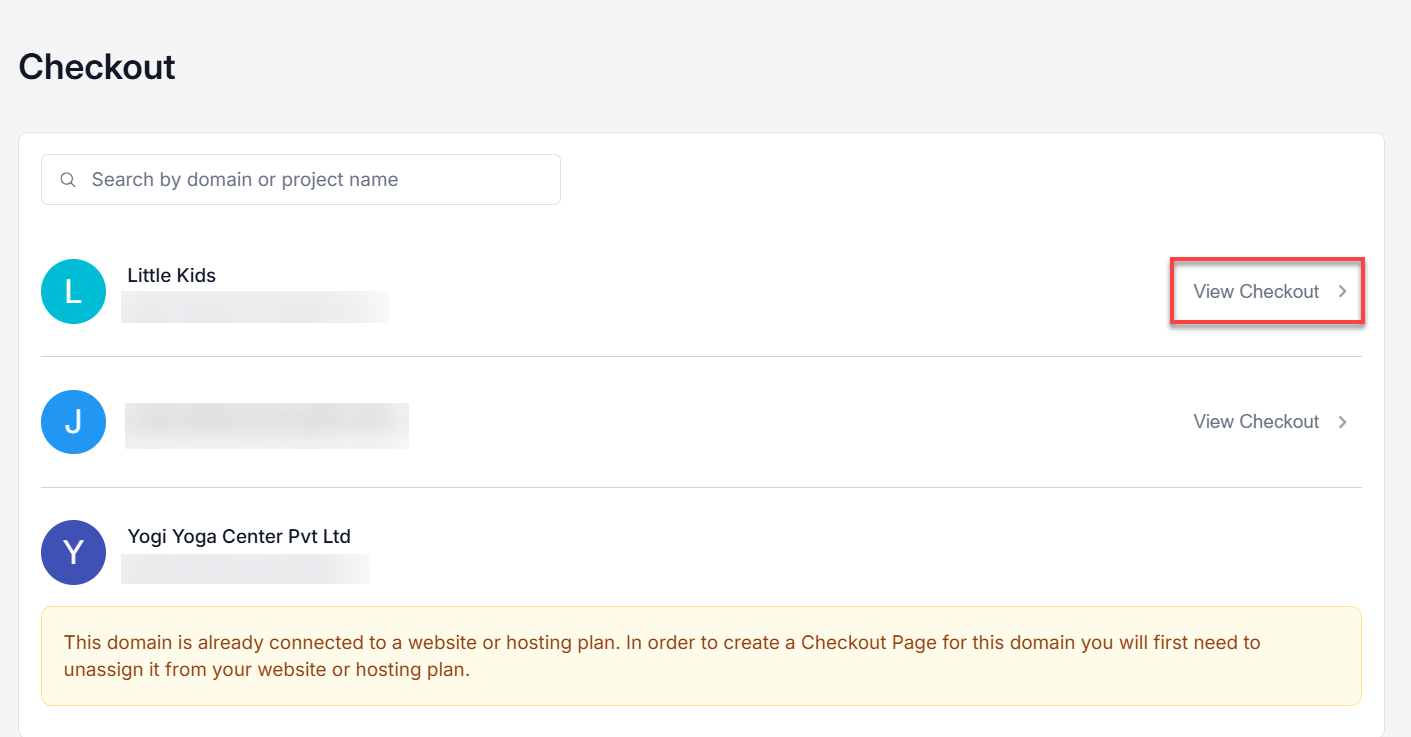 List of domains in the account