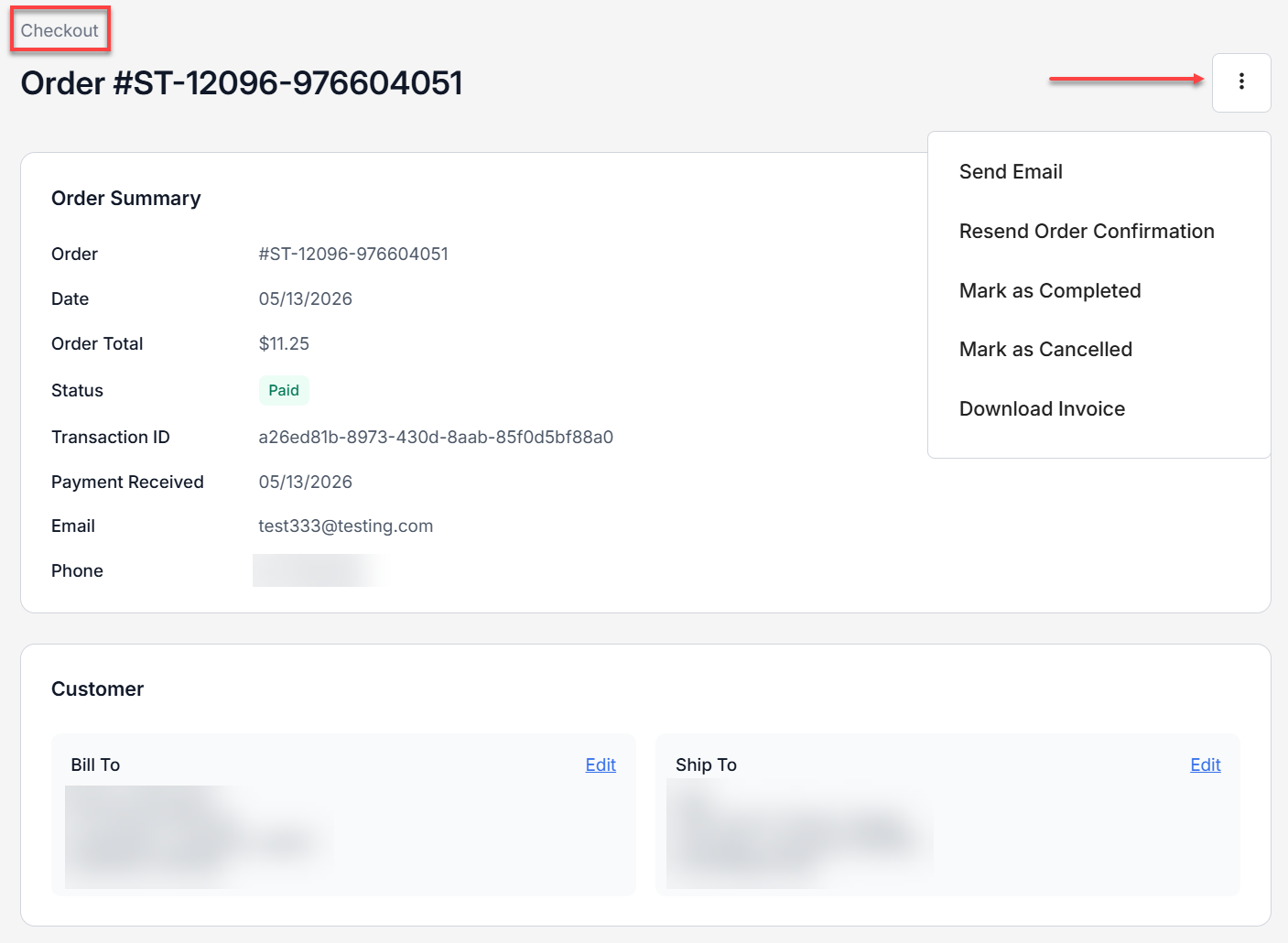 Checkout order summary page